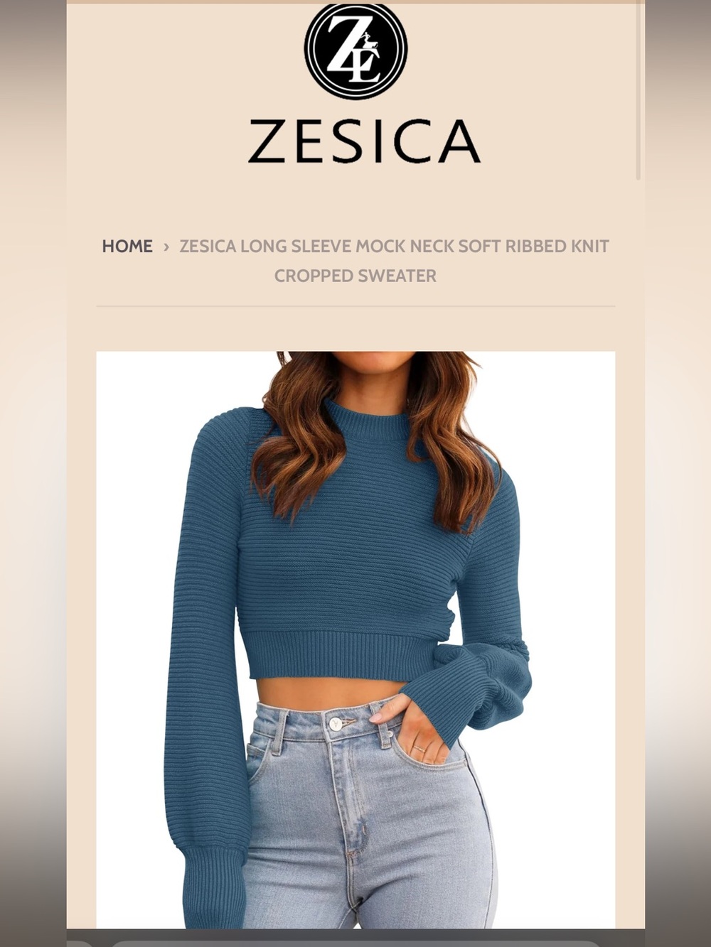 Zesica Blue Cropped Sweater